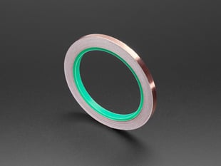 Angled Shot of the Copper Foil Tape with Conductive Adhesive - 6mm x 15 meter roll.