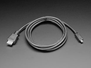 Coiled, 2 meter long, black, micro HDMI to HDMI cable.