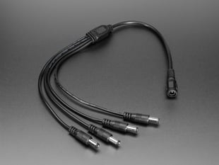 Angled shot of a 4-Way 2.1mm DC Barrel Jack Splitter