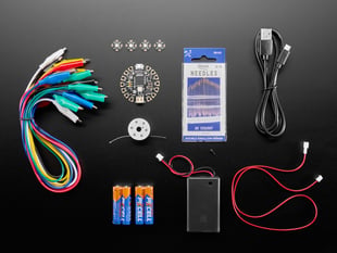 A collection of electronic parts included in kit.