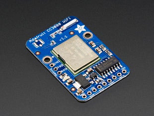 Angled shot of blue Wi-Fi breakout board.