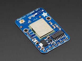 Blue, rectangle-shaped Wi-Fi breakout with u.FL connector.