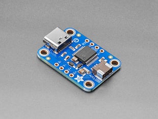 Angled shot of blue, rectangle-shaped touchscreen breakout board.