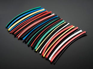Array of many colorful heatshrink tubes.