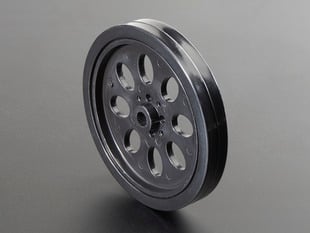 Small, black, plastic wheel