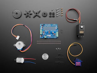 Lit Shot of the Motor party add-on pack for Arduino.