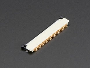 Angled shot of 50-pin top-contact FPC SMT connector.