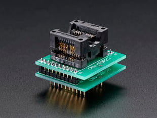 Angle shot of Test Socket - Medium SOIC-8 (200mil) with soldered on header.