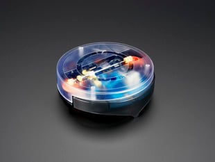 Angled shot of assembled desktop robot cleaner.