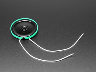 Angled Shot of the Thin Plastic Speaker w/Wires - 8 ohm 0.25W