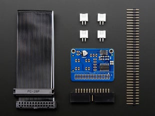 Kit shot with PCB, header, and GPIO cable.