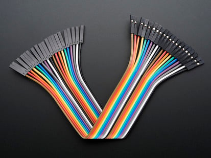 Premium Female/Female Jumper Wires - 20 x 6" (150mm) - Top view of Premium Female/Female Jumper Wires - 20 x 6 (150mm) folded and fanned out.