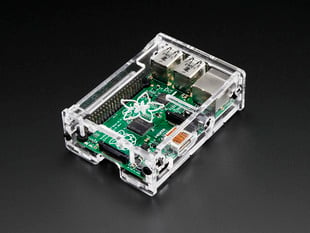 Angled shot of assembled Enclosure for Raspberry Pi Model B+/Pi 2/ Pi 3.