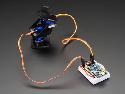 Adafruit Pro Trinket - 5V 16MHz - Trinket wired up to two servo motor pan-tilt kit.