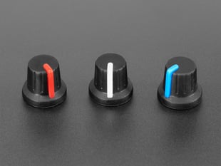 Group Shot of the Various Color Options to the Potentiometer Knob - Soft Touch T18 - White.