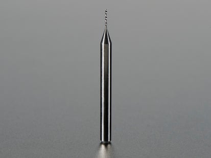 Carbide Square End Mill - 1/8" Shaft - 0.5mm Diameter - End mill drill bit standing up.