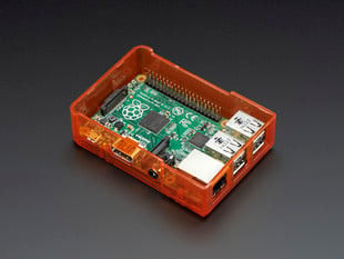 Angled shot of assembled orange Pi Model B+ / Pi 2 / Pi 3 Case Base without lid.