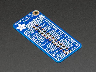 Angled shot of Adafruit GPIO Reference Card for Raspberry Pi Model B.