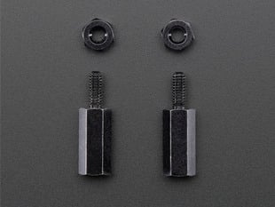 Top view of Pack of 2 Black Plated Brass M2.5 Standoffs for Pi HATs.