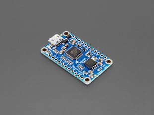 Angled shot of blue rectangular audio FX sound board.