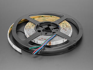 Angled shot of LED strip on reel