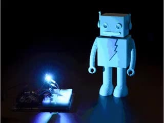 Very bright LED bathing robot figuring in rainbow light