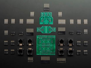 Top view of kit contents for Patch shield for Arduino