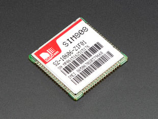 Angled shot of a SIM808 GSM + GPRS + GPS Cellular Module. 