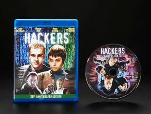 DVD cover of 1995 film "Hackers" next to the DVD disc.