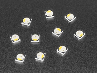 Angled Shot of the 10 Individual NeoPixel RGBW LEDs.