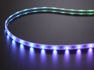 Video of LED strip emitting rainbow gradient.