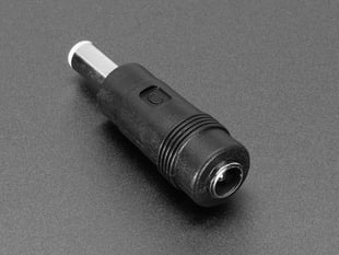 Angled show of a 2.1mm to 2.5mm DC Barrel Plug Adapter showing 2.5mm (socket) end.