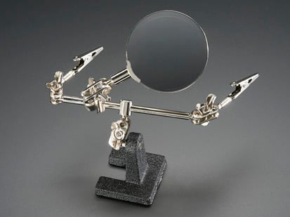 Helping Third Hand Magnifier W/Magnifying Glass Tool - MZ101 - Third Hand Magnifier with two alligator grabbers and Magnifying Glass