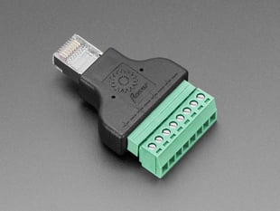 Angled Shot of the Ethernet RJ45 Male Plug Terminal Block (Terminal Side towards the Front)