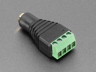 Angled Shot of the 3.5mm (1/8") 4-Pole (TRRS) Audio Jack Terminal Block (Terminal Block Towards the Front).