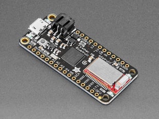 Angled Shot of the Adafruit Feather M0 Bluefruit LE.