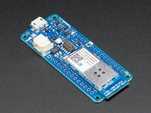 Blue, rectangle-shaped Arduino microcontroller.