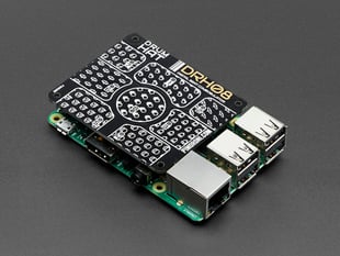 Angled shot of a Pimorono Drum HAT on a Pi