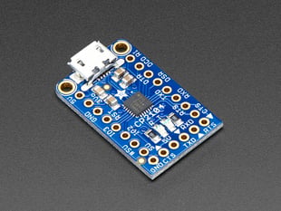 Angled shot of a blue rectangular converter. 