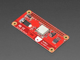 Angled shot of a Red Bear IoT pHAT for Raspberry Pi - WiFi + BTLE - unassembled.