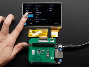 Hand touching 4.3 inch LCD Capacitive Touchscreen Display Cape for BeagleBone