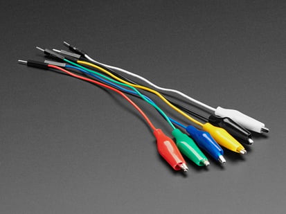 Small Alligator Clip to Male Jumper Wire Bundle - 6 Pieces - Group of Small Alligator Clip to Male Jumper Wires