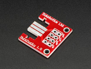 Angled shot of a Wii Nunchuck breakout adapter.