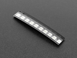 Angled Shot of the NeoPixel Nano 2427 RGB LEDs w/ Integrated Driver Chip - 10 Pack in protective Casing.