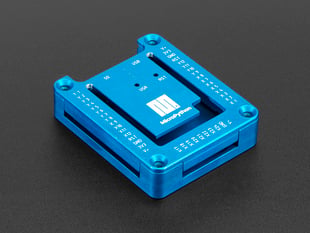Angled shot of a MicroPython pyboard Anodized Housing with Open Lid. 