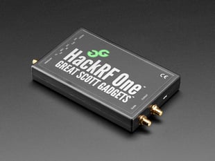 Angled shot of a Great Scott Gadgets HackRF One - Software Defined Radio.
