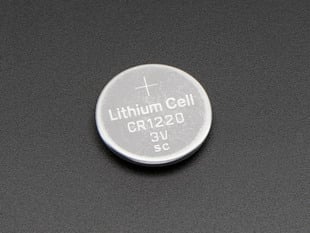 Angled shot of CR1220 12mm Diameter - 3V Lithium Coin Cell Battery - CR1220.