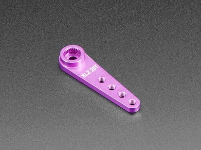 Machined Aluminum Servo Arm - Angled shot of small, purple, aluminum servo arm.