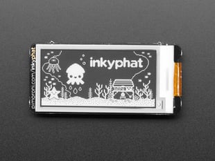 Top-down view of Black/White Pimoroni Inky pHAT.