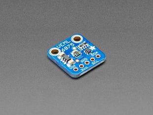 Small, blue, square-shaped UV light sensor breakout.